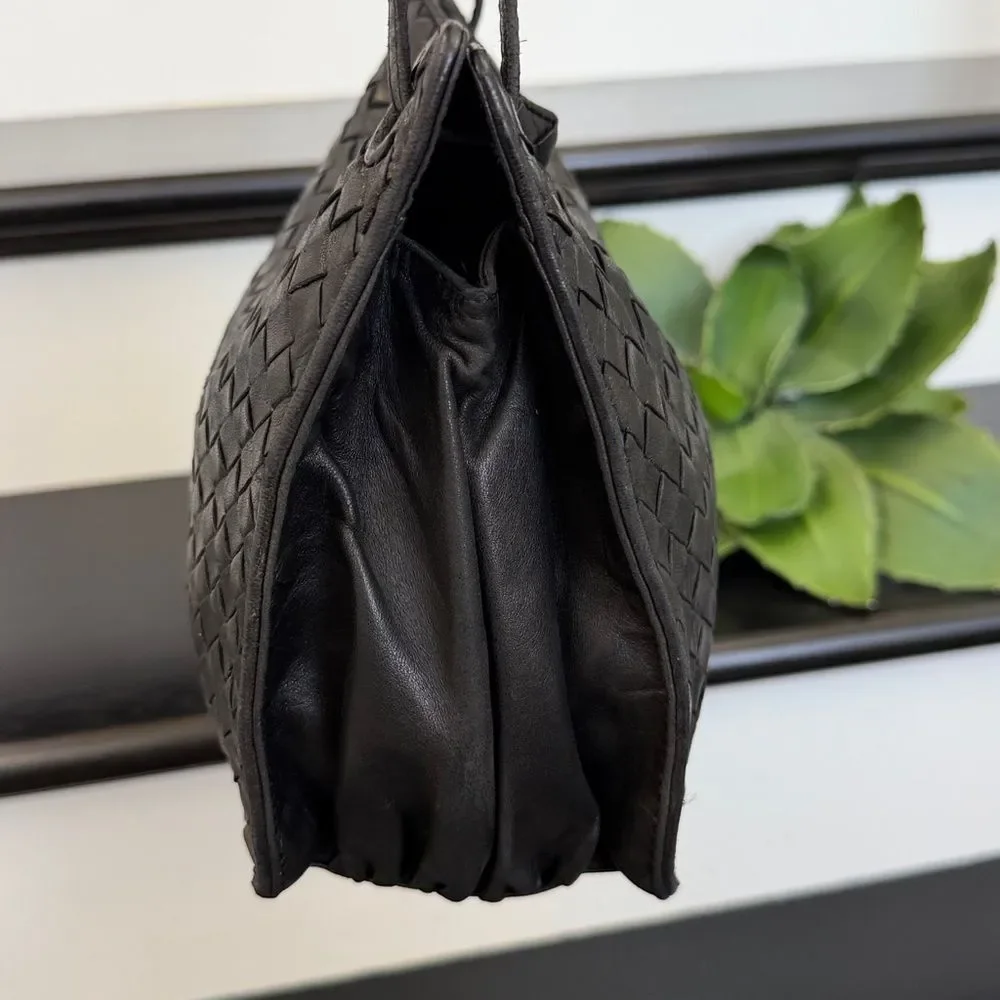Bottega Veneta Black Intrecciato Leather Shoulder Bag